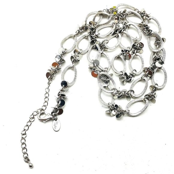 Lia Sophia Jewelry - LIA SOPHIA Mirror Disc Necklace Silver Tone Oval Link Chain Classic Career LARP